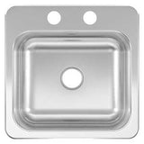 Kindred CSLA1515-6-2CBN Bar Sink Bowl, Rectangle Bowl, 15 in L x 15 in W Dimensions, Stainless Steel, Satin, 1-Bowl