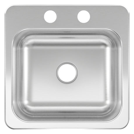 Kindred CSLA1515-6-2CBN Bar Sink Bowl, Rectangle Bowl, 15 in L x 15 in W Dimensions, Stainless Steel, Satin, 1-Bowl