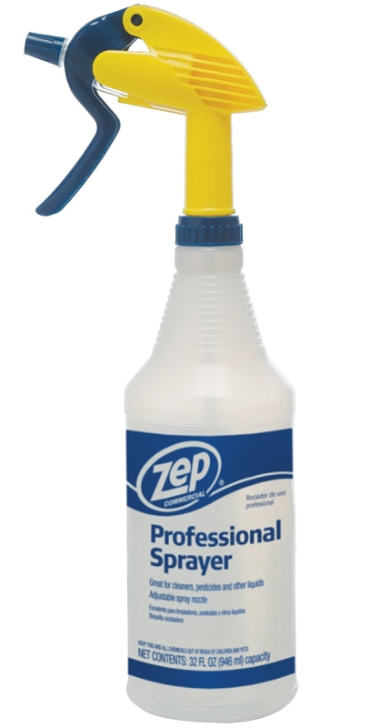 Zep HDPRO36 Spray Bottle, 32 oz Capacity, Plastic, Clear