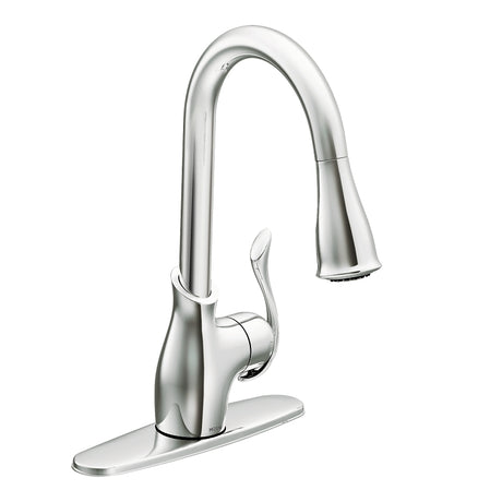 Moen Boutique Series CA87006 Kitchen Faucet, 1.5 gpm, 1-Handle, 4-Faucet Hole, Metal, Chrome Plated
