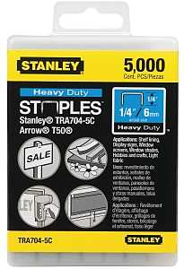 STANLEY TRA704-5C Staple, 27/64 in W Crown, 5/16 in L Leg, Galvanized, 24 ga, 5000/PK