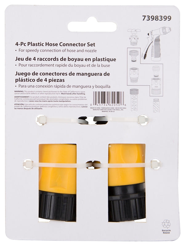 Landscapers Select GC520+GC540+GC522 Hose Connector Set, Male Thread and Female Thread, Plastic, Yellow and Black