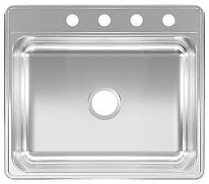 Kindred CSLA2522-7-4N Kitchen Sink, 25 in OAW, 7 in OAD, 22 in OAH, Stainless Steel, Topmount/Drop-In, 1-Bowl