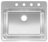 Kindred CSLA2522-8-4-CBN Kitchen Sink, 25 in OAW, 8 in OAD, 22 in OAH, Stainless Steel, Topmount/Drop-In, 1-Bowl