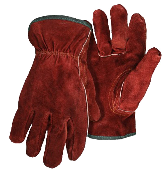 Boss 4175J Gloves, XL, Keystone Thumb, Open, Shirred Elastic Back Cuff, Cowhide Leather, Red