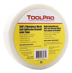 Toolpro TP03075 Mesh Tape, 300 ft L, 1-7/8 in W, Fiberglass, White