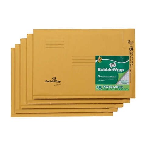 Duck 10.5 in. W X 15 in. L Yellow Padded Envelope 5 pk