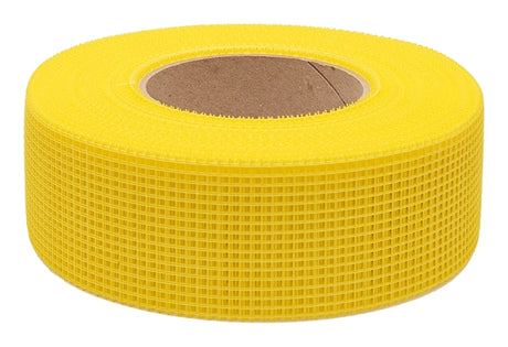 Toolpro TP03385 Mesh Tape, Self-Adhesive, 300 ft L, 1-7/8 in W, Fiberglass, Yellow