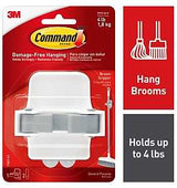 Command 17007-ES Large Broom Gripper, 4 lb, 1-Hook, Gray/White