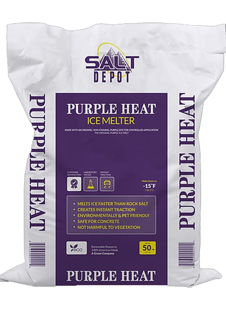 Salt Depot PH50 PURPLE HEAT Purple Heat Ice Melt, Crystalline, Purple, Slightly Aromatic, 50 lb, Bag