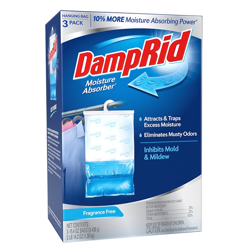 DampRid FG83FSSB Hanging Moisture Absorber, 15.4 oz Box, Solid, Fresh, Odorless