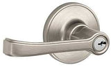 Schlage J Series J54 TOR 619 Entry Lever, Mechanical Lock, Satin Nickel, Metal, Residential, 3 Grade