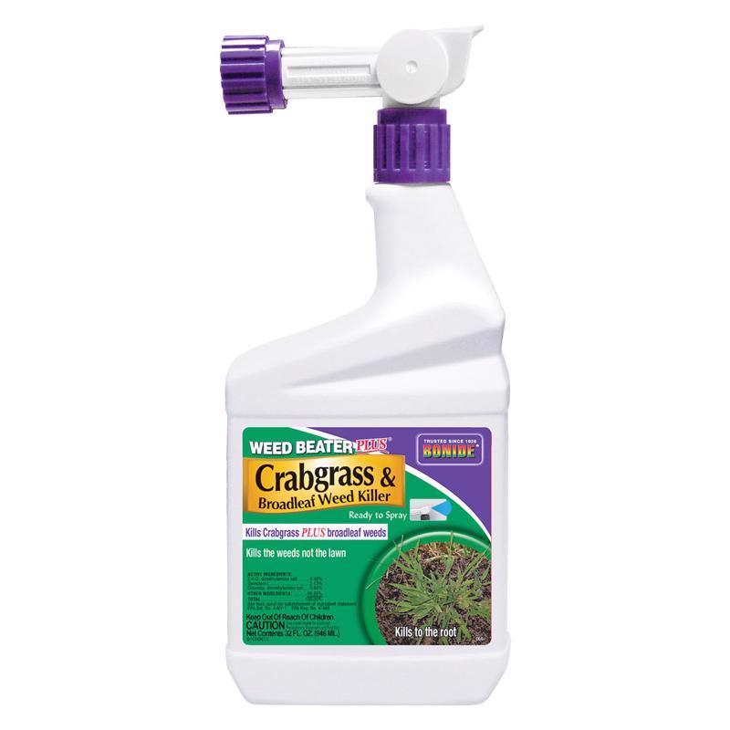 Bonide Weed Beater 066 Crabgrass and Broadleaf Weed Killer, Liquid, Black/Brown, 1 qt Bottle