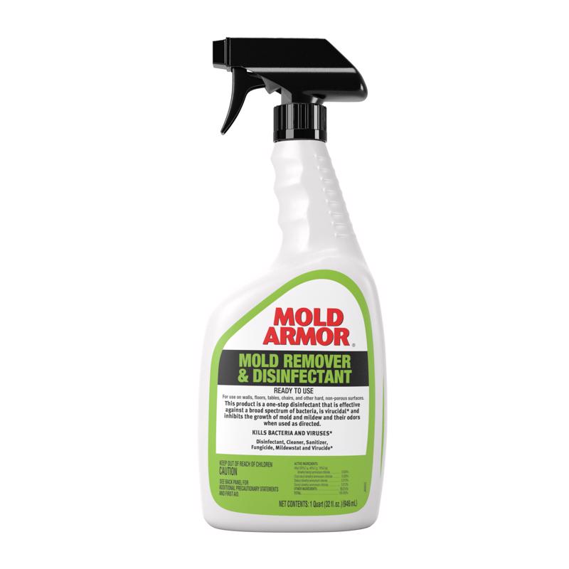 Mold Armor FG552 Mold Remover and Disinfectant, 32 oz, Liquid, Benzaldehyde Organic, Clear, Pack of 6