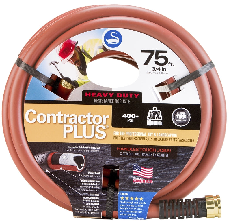 Swan SNCG34075 Garden Hose, 75 ft L, Rubber/Vinyl, Red