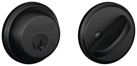 Schlage B Series B60NV622 Deadbolt, 1 Grade, SC1 Key, Metal, Matte Black, 2-3/8, 2-3/4 in Backset, C Keyway