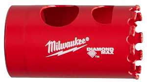 Milwaukee Diamond MAX 49-56-5615 Hole Saw, 1-1/8 in Dia, 1-1/2 in D Cutting, 4 TPI, Diamond Grit Cutting Edge