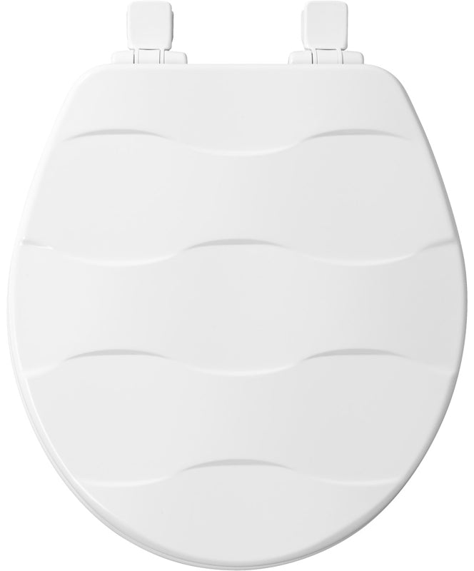 Mayfair 33SLOW 000 Toilet Seat, Round, Wood, White, Easy Clean and Change Hinge