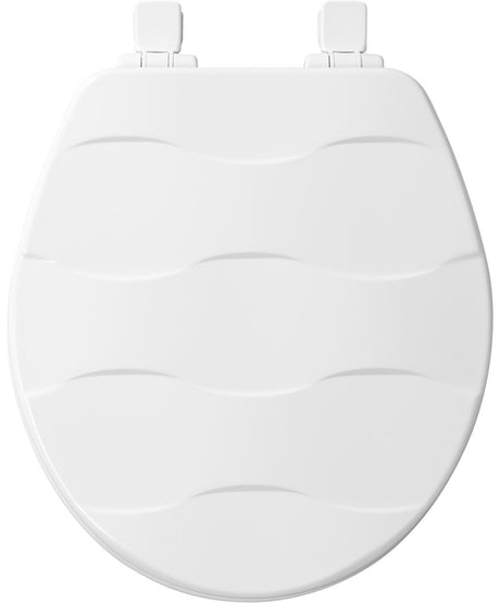 Mayfair 33SLOW 000 Toilet Seat, Round, Wood, White, Easy Clean and Change Hinge