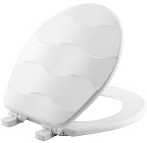 Mayfair 33SLOW 000 Toilet Seat, Round, Wood, White, Easy Clean and Change Hinge