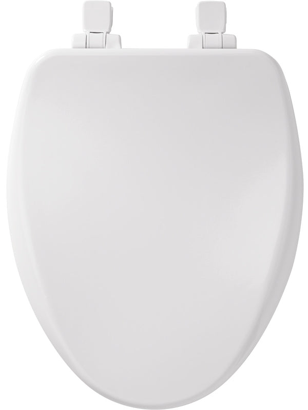 Mayfair 164SLOW 000 Toilet Seat, Elongated, Wood, White, Easy Clean and Change Hinge