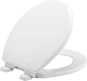 Mayfair 43SLOW 000 Traditional Toilet Seat, Round, Molded Wood, White, Adjustable, Whisper Close Hinge