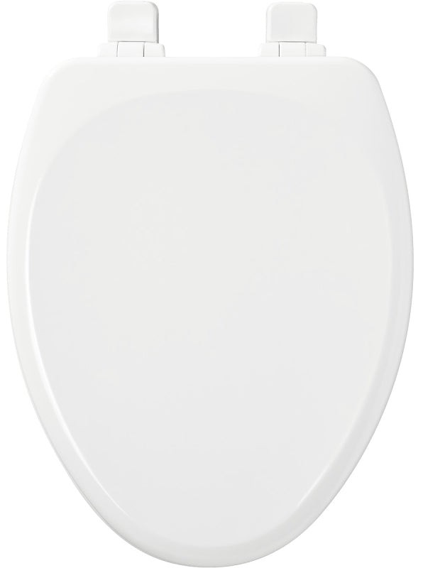 Mayfair 143SLOW 000 Traditional Toilet Seat, Elongated, Wood, White, Adjustable, Whisper Close Hinge