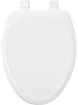 Mayfair 143SLOW 000 Traditional Toilet Seat, Elongated, Wood, White, Adjustable, Whisper Close Hinge