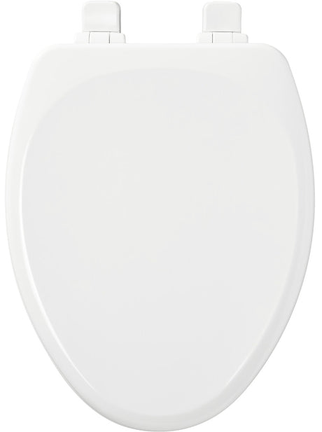 Mayfair 143SLOW 000 Traditional Toilet Seat, Elongated, Wood, White, Adjustable, Whisper Close Hinge