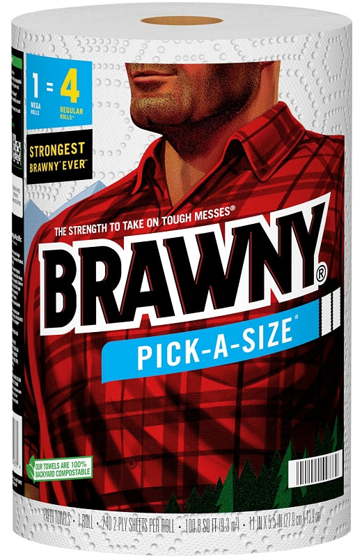 Brawny Pick-A-Size 44373 Paper Towel, 5-1/2 in L, 11 in W, 2-Ply, 1/PK, Pack of 6