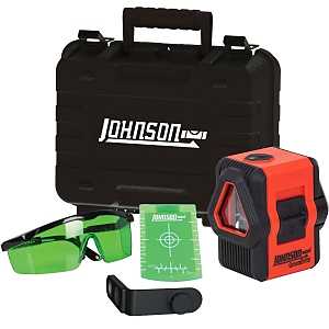 Johnson 40-6647 Laser Kit, 50 ft, +/-5/32 in at 30 ft Accuracy, 3-Beam, 3-Line, Green Laser