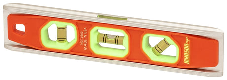 Johnson Glo-View Series 1435-0900 Torpedo Level, 9 in L, 3-Vial, 1-Hang Hole, Magnetic, Aluminum/Plastic, Orange