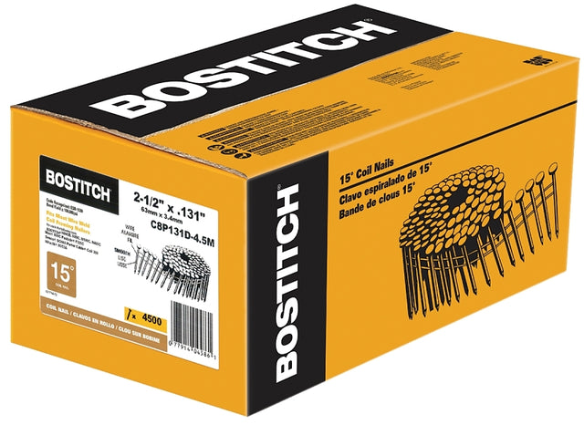 Bostitch C8R131D Framing Nail, 2-1/2 in L, Steel, Coated, Full Round Head, Ring Shank