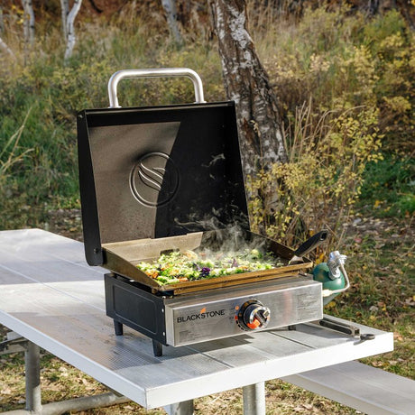 Blackstone ORIGINAL Series 1814 Tabletop Griddle with Hood, 12,500 Btu, Propane, 1-Burner, Side Shelf Included: No