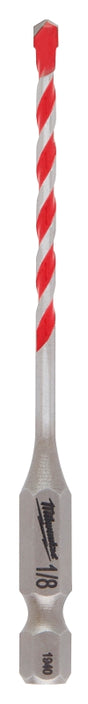 Milwaukee SHOCKWAVE 48-20-9000 Drill Bit, 1/8 in Dia, 3-1/2 in OAL, Wide Flute, 1/4 in Dia Shank, Hex Shank, Pack of 3