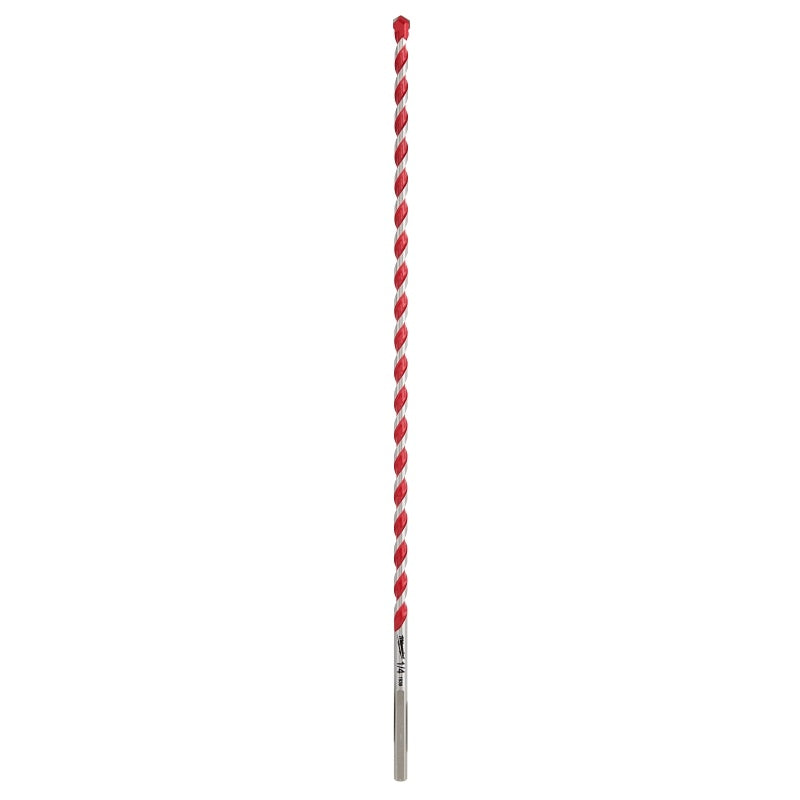 Milwaukee 48-20-9012 Drill Bit, 1/4 in Dia, 12 in OAL, Wide Flute, 1/4 in Dia Shank, 3-Flat Shank
