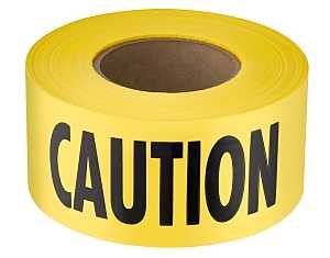 Empire 71-1001 Barricade Tape, 1000 ft L, 3 in W, Plastic Backing, Yellow