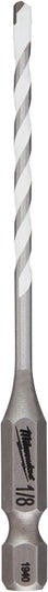 Milwaukee SHOCKWAVE 48-20-8880 Drill Bit, 1/8 in Dia, 3-1/2 in OAL, Multi-Material, Twist Flute, 1/4 in Dia Shank, Pack of 3