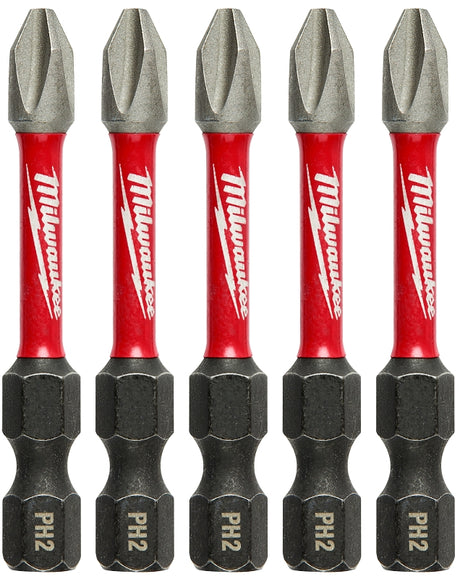 Milwaukee SHOCKWAVE 48-32-4602 Power Bit, #2 Drive, Phillips Drive, 1/4 in Shank, Hex Shank, 2 in L, Steel