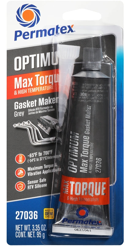 Permatex 27036 Gasket Maker, Gray, 3.35 oz Tube, Paste, Mild