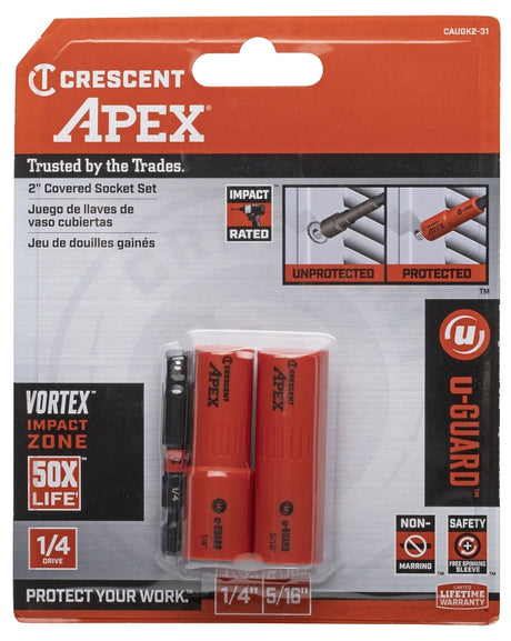 Crescent CAUGK2-31 u-GUARD Series Socket Set, Steel, Black Oxide