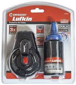 Crescent Lufkin CLP100B Chalk Reel, 3 oz Chalk Capacity, 100 ft L Line, Gear Rewind, 3:1 Gear Ratio, Blue