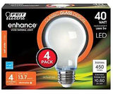 Feit Electric A1940/927CA/FIL/4 LED Bulb, General Purpose, 450 Lumens, 5 W, 120 V, 40 W Equivalent, E26 Lamp Base, Pack of 6