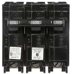 Siemens Q3100 Circuit Breaker, Low Voltage, Mini, Standard, 100 A, 3 -Pole, 240 VAC, Common Trip, Plug Mounting