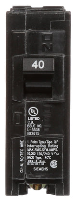 Siemens Q140 Circuit Breaker, Full Module, Mini, Standard, 40 A, 1 -Pole, 120 VAC, Plug Mounting