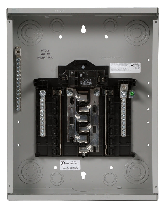 Siemens SN SN1224B1100 Assembled Load Center, 100 A, 12 -Space, 24 -Circuit, Main Breaker, Plug-On Neutral, Gray