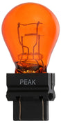 Peak 3457NALL-BPP Miniature Automotive Bulb, Halogen Lamp, Wedge, Amber/Red