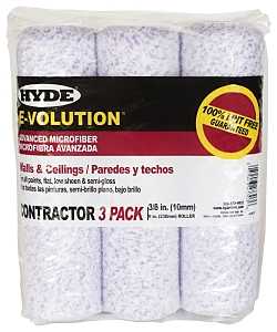 Hyde 47303 Roller Cover, 3/8 in Thick Nap, 9 in L, Microfiber Cover, 3/PK