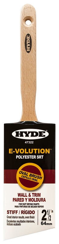 Hyde 47322 Paint Brush, Oval Brush, 2-1/2 in L Bristle, Polyester Bristle, 6/PK