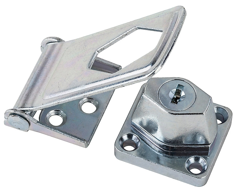 National Hardware N102-806 Locking Hasp, 3-1/2 in L, 1-1/4 in W, Steel, Zinc, Keyed Staple